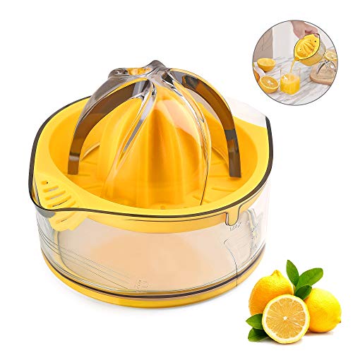 Product Cover Kasmoire Citrus Orange Squeezer Manual Hand Juicer Lime Press Anti-Slip Reamer with Strainer and Container, Yellow, 5.1 x 3.9 inch