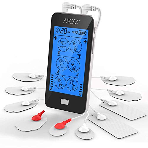 Product Cover TENS Unit, EMS Muscle Stimulator, Abody Rechargeable Pulse Massager Machine with Touch Screen & 2 Channels 24 Modes & 10 Electrodes Pads, Relief Pain for Back, Neck, Arms, Legs