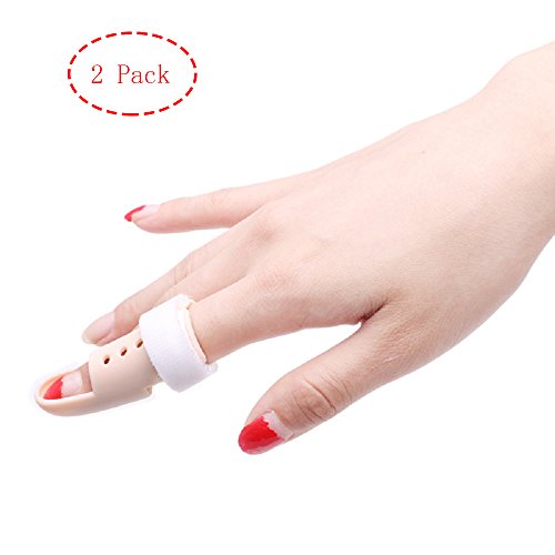 Product Cover Thinvik [2 Pieces] Plastic Mallet Dip Finger Support Brace Splint Joint Protection Injury -Size0 Knuckle 38-42mm