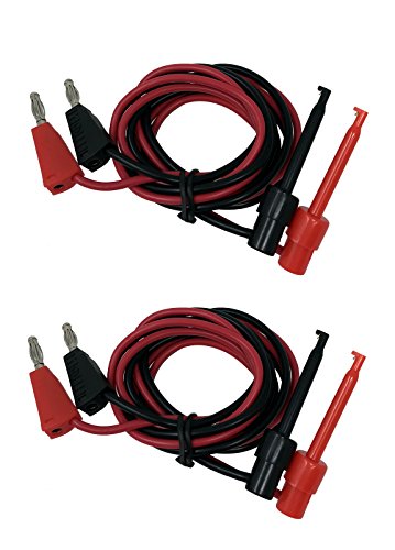 Product Cover Tetra-Teknica TMA006 Stackable Banana Plug to Minigrabber Test Lead Set, 20AWG Copper Wire, 40 Inch, Color Black and Red, 2 Sets 4 Patch Cords