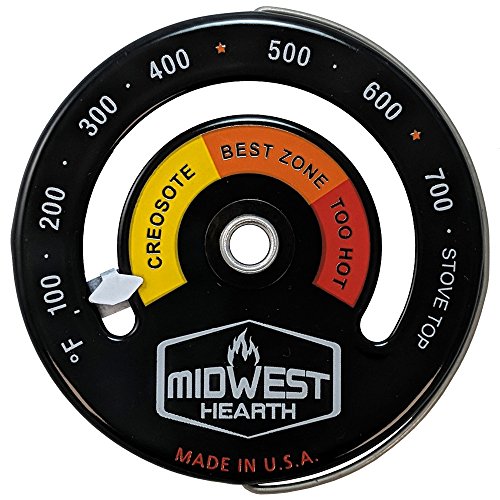 Product Cover Midwest Hearth Wood Stove Thermometer - Magnetic Stove Top Meter