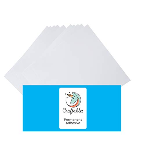 Product Cover Craftables White Vinyl Sheets - Permanent, Adhesive, Glossy & Waterproof | (10) 12