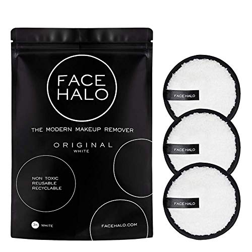 Product Cover Face Halo | Original Reusable Makeup Remover Pads, Black Round Makeup Remover Pads for Heavy Makeup & Masks - Microfiber Makeup Remover Wipes for Mascara, Eye Shadow, Foundation (3 Pack)