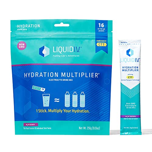 Product Cover Liquid I.V. Hydration Multiplier, Electrolyte Powder, Easy Open Packets, Supplement Drink Mix (Acai Berry) (192)