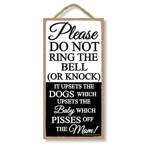Product Cover Funny Door Signs, Please Do Not Ring The Bell or Knock - 5 x 10 inch Hanging, Wall Art, Do Not Knock Sign