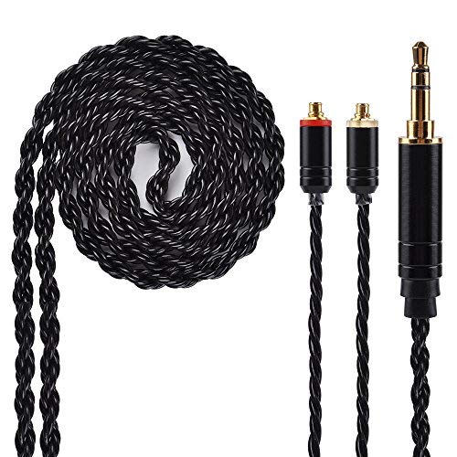 Product Cover 6 Core Upgrade Silver Plated Cable, Black MMCX Detachable Earphone Cable Earphone Wire for Shure 846 535 215 315 425 MAGAOSI K5 LZA4 A5 (3.5mm Audio Jack, MMCX)