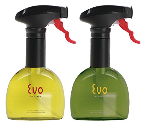 Product Cover Evo Oil Sprayer 8118 Bottle, Non-Aerosol for Olive Cooking Oils, 8-ounce Capacity, Set of 2, Green and Yellow
