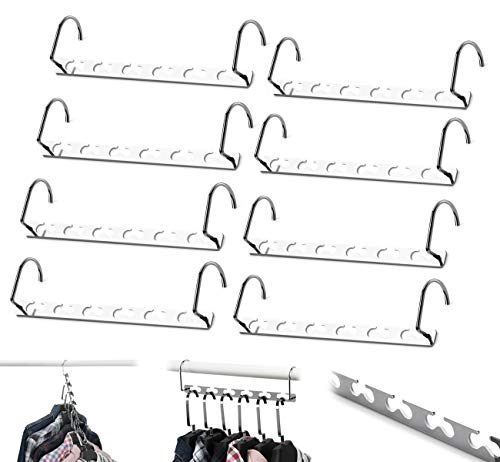 Product Cover 8 Pcs Space Saving Hangers Magic Hangers Metal Heavy Duty Hooks Closet Clothing Hanger Organizer, 10 inch