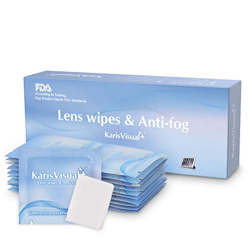Product Cover Lens Wipes Feat.Antifog - Suitable for Eyeglasses, Cellphones, Tablets, Camera Lenses, Swim Goggles, and Other Delicate Surfaces Pre-Moistened,KarisVisual 200 Individually Wrapped