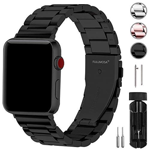 Product Cover Fullmosa Compatible Apple Watch Band 42mm 44mm 38mm 40mm, Stainless Steel Metal for Apple Watch Series 5 4 3 2 1 Bands, 38mm 40mm Black