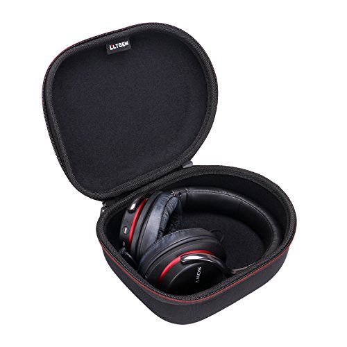 Product Cover LTGEM Travel Carrying Full Size Headphone Case for Sony, Behringer, Audio-Technica, Philips, Xo Vision, Bose, Photive, Beats, Maxell, Panasonic and More (Black)