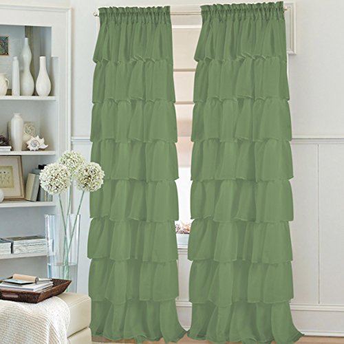 Product Cover 1PC Gypsy Window Treatment Curtain Crushed Sheer Panel Drape Ruffle Style Semi-sheer Fully Stitched with Rod Pocket for any Room Avilabale in Multiple Colors and Size (55