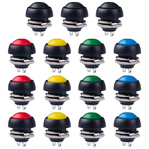 Product Cover 12MM Waterproof Momentary Push Button Switch 15PCS ON- OFF Switch (5 Colors)