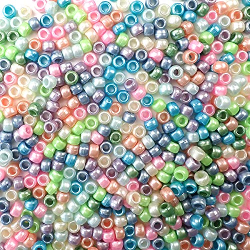 Product Cover Pastel Pearl Multicolor Mix Plastic Craft Pony Beads, 6 x 9mm, 500 Beads