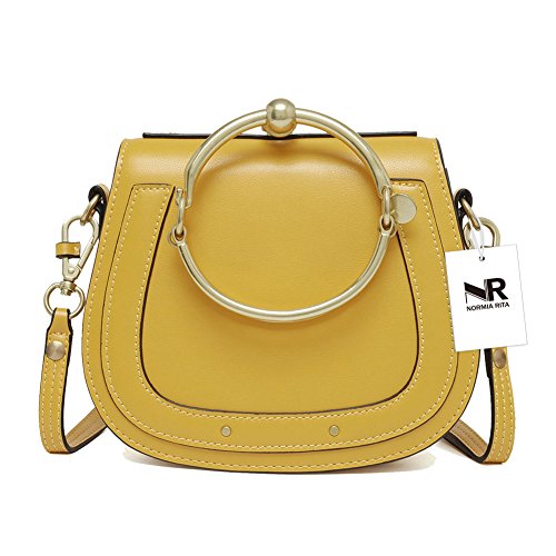 Product Cover Normia Rita Cowhide Leather Top Handle Handbags Ring Purse Vintage Crossbody Shoulder Bags