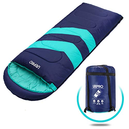 Product Cover URPRO Sleeping Bag 3-4 Seasons Warm Cold Weather Lightweight, Portable, Waterproof Sleeping Bag with Compression Sack for Adults & Kids - Indoor & Outdoor: Camping, Backpacking, Hiking (Blue)