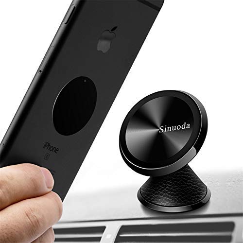 Product Cover Magnetic Phone Car Mount, Magnetic Car Phone Holder Stand Dashboard Car Phone Mount, Mobile Phone Holder for Car 360 Rotation Universal Metal Phone Holder for iPhone,Samsung,GPS,Black Leather