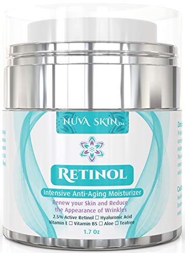 Product Cover Nuva Skin Retinol Cream Moisturizer for Face and Eye Area - With Retinol, Hyaluronic Acid & Vitamin E - Anti Aging Treatment Reduces Wrinkles & Fine Lines - Gentle Day and Night Serum, 1.7 Fl Oz