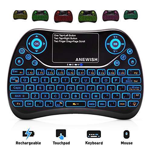 Product Cover ANEWISH 2.4GHz RF Wireless Mini Keyboard with Touchpad Mouse Combo, Rechargable & Light & Handheld Smart Remote for Google Android TV Box,PS3,PC,PAD