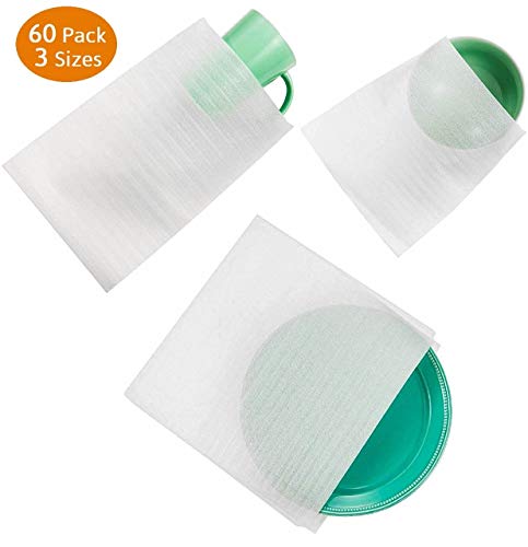 Product Cover 60 Cushion Foam Pouches, Moving Wrap Foam Pouches, Protect Mug, Cup, Glasses, China, and Dishes, Packing Supplies, Packing Cushioning Supplies for Moving
