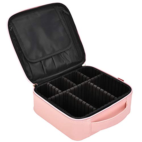Product Cover NiceEbag Travel Makeup Bag Portable Makeup Train Case for Women Cosmetic Case Storage Organizer with Adjustable Dividers for Cosmetics Make Up Tools Toiletry Jewelry Digital accessories,New Rose Gold