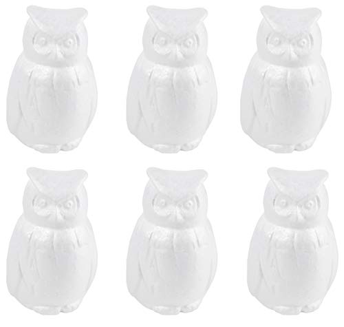 Product Cover Craft Foam - 6-Pack Owl Shaped Foam for DIY Crafts Project, Kids Art Class, White Polystyrene Foam, 4 x 6 x 4 Inches