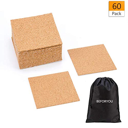 Product Cover 60 Pack Self-Adhesive Cork Round Squares - 4