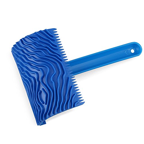 Product Cover Wood Graining Pattern Tool Wall Painting Decoration Rubber DIY Tool with Plastic Handle Blue