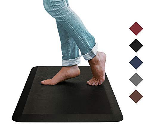 Product Cover Oasis Kitchen Mats, Leather Grain Comfort Anti Fatigue Mat & Kitchen Rug, 5 Colors and 3 Sizes, Perfect for Kitchens and Standing Desks, 20x32x3/4-Inch, Black