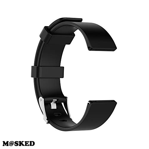 Product Cover MASKED Replacement Wristband Silicon Strap with Adjustable Buckle for Fitbit Versa Smartwatch (Large, Black)