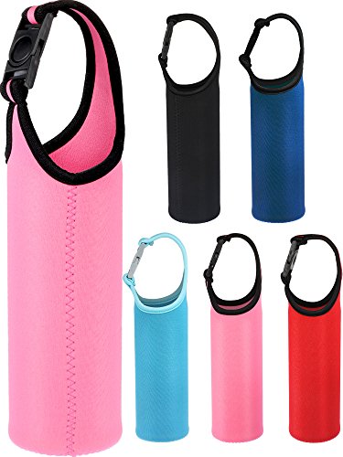 Product Cover Chengu 5 Pieces Water Bottle Sleeve Neoprene Cover Portable Bottle Holder Strap with Buckle for 500-700 ml Bottle Carriers, 5 Colors