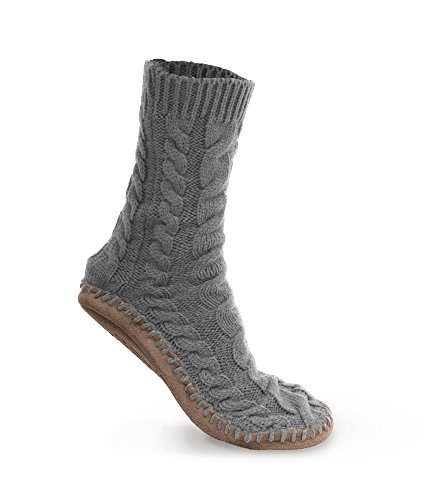 Product Cover Pembrook Ladies Tall Cable Knit Slipper Socks - Memory Foam + Non-Skid Sole