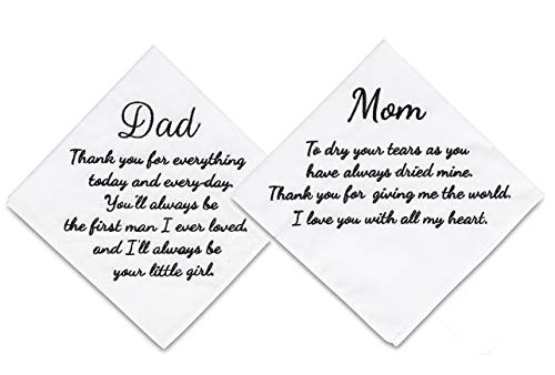 Product Cover ECOHIP 2-Pack Wedding Handkerchief Embroidered Mother of The Bride Father hankies for Dad Mom Parents Gift