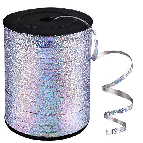 Product Cover ANDRIMAX 500 Yards Shiny Balloon Ribbons for Parties, Florist,Crafts and Gift Wrapping (Silver)