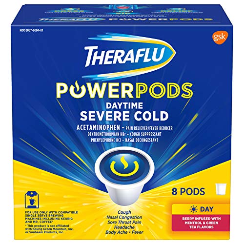 Product Cover Theraflu PowerPods Daytime Severe Cold Medicine, Berry with Menthol & Green Tea Flavors, 8 count