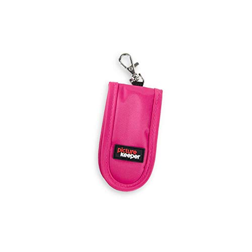 Product Cover Picture Keeper USB Flash Drive Key Chain Holder with Anti-Shock and Water-Resistant Material, 2-Drive Capacity, Easy Clip Key Chain (Pink)