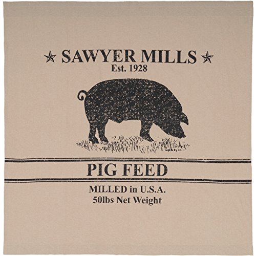 Product Cover VHC Brands Farmhouse Bath Sawyer Mill Pig Shower Curtain, 72 x 72, Charcoal