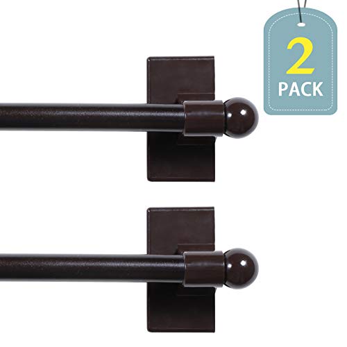 Product Cover H.VERSAILTEX Easy Installation Adjustable Appliance Petite Ball Magnetic Rods Perfect for Narrow Spaces, 9 to 16 Inch, 1/2 Inch Diameter, Brown, 2 Packs