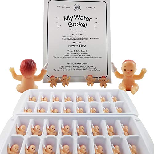Product Cover My Water Broke Baby Shower Game with Tiny Plastic Babies for Ice Cubes, 32 People (Caucasion)