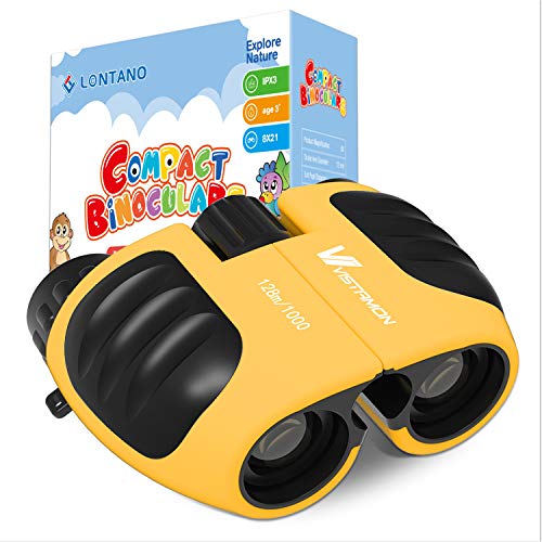 Product Cover Compact Shock Proof Binoculars for Kids 8x21 with High-Resolution Real Optics, Best Gift for Boys & Girls Toys 3-12 Year Old (Yellow)