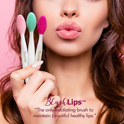 Product Cover BlushLips A Double-Sided Silicone Exfoliating Soft Lip Brush Applicator Wand Tool for Plump Smoother Fuller Lip Appearance (Fuchsia)