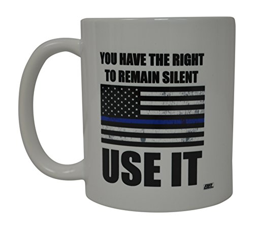 Product Cover Funny Best Police Officer Coffee Mug Novelty Cup Cop Gift PD Remain Silent