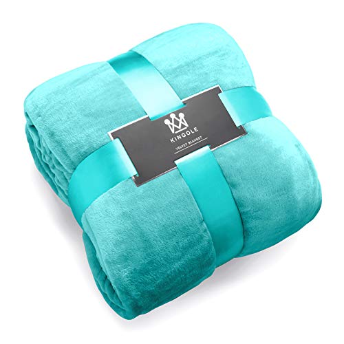 Product Cover Kingole Flannel Fleece Microfiber Throw Blanket, Luxury Teal Twin Size Lightweight Cozy Couch Bed Super Soft and Warm Plush Solid Color 350GSM (66 x 90 inches)