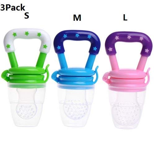 Product Cover Baby Fruit Feeder Pacifier 3Pack-Fresh Food Feeder-Silicone Nipple Teething Toy-Silicone Pouches for.