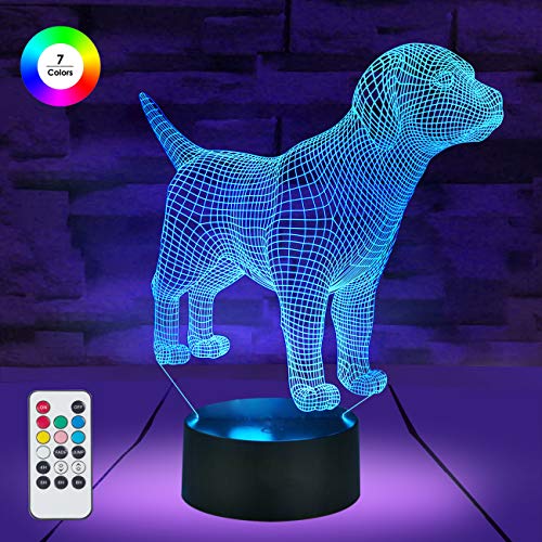 Product Cover [ 7 Colors/3 Working Modes/Timer Function ] Remote and Touch Control Dog/Puppy Night Lights, Dimmable LED Bedside Lamp for Children and Kid's Room
