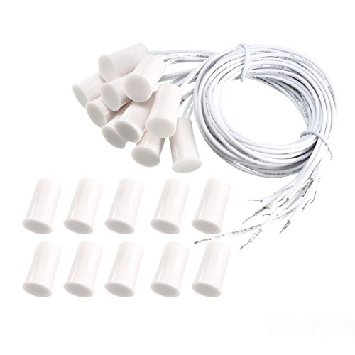 Product Cover uxcell 10pcs RC-33 NC Recessed Wired Window Door Contact Sensor Alarm Magnetic Reed Switch White