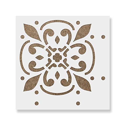 Product Cover Icarus Tile Stencil - Reusable Floor & Backsplash Mediterranean Tile Stencils for Home Decor, Furniture, and Walls 16