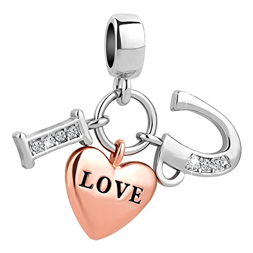 Product Cover CharmSStory I Love You Rose Gold Plated Heart Charms Pendant for Bracelet Necklaces