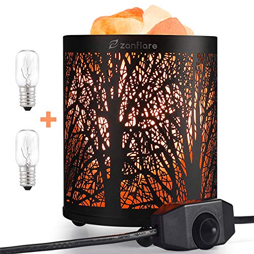 Product Cover Salt Lamp, Natural Himalayan Salt Lamp, Zanflare Salt Night Light in Forest Design Metal Basket with Dimmer Switch, Holiday Gift