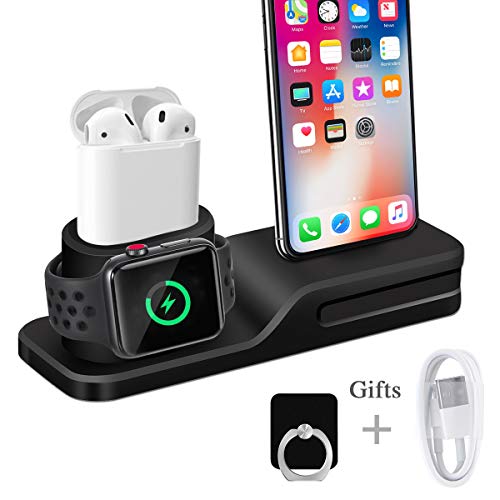 Product Cover Wonsidary Apple Watch Stand, 3 in 1 Universal Silicone iWatch/iPhone/Airpods Holder Charging Docks Station for Apple Watch Series 3 2 1 AirPods iPhone X 8 8 Plus 7 6 iPad Mini